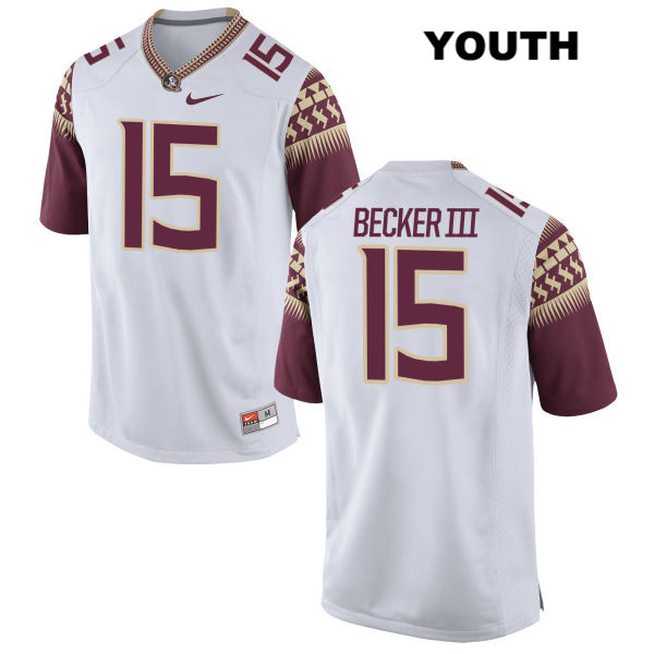 Youth NCAA Nike Florida State Seminoles #15 Carlos Becker III College White Stitched Authentic Football Jersey MNL6669PM
